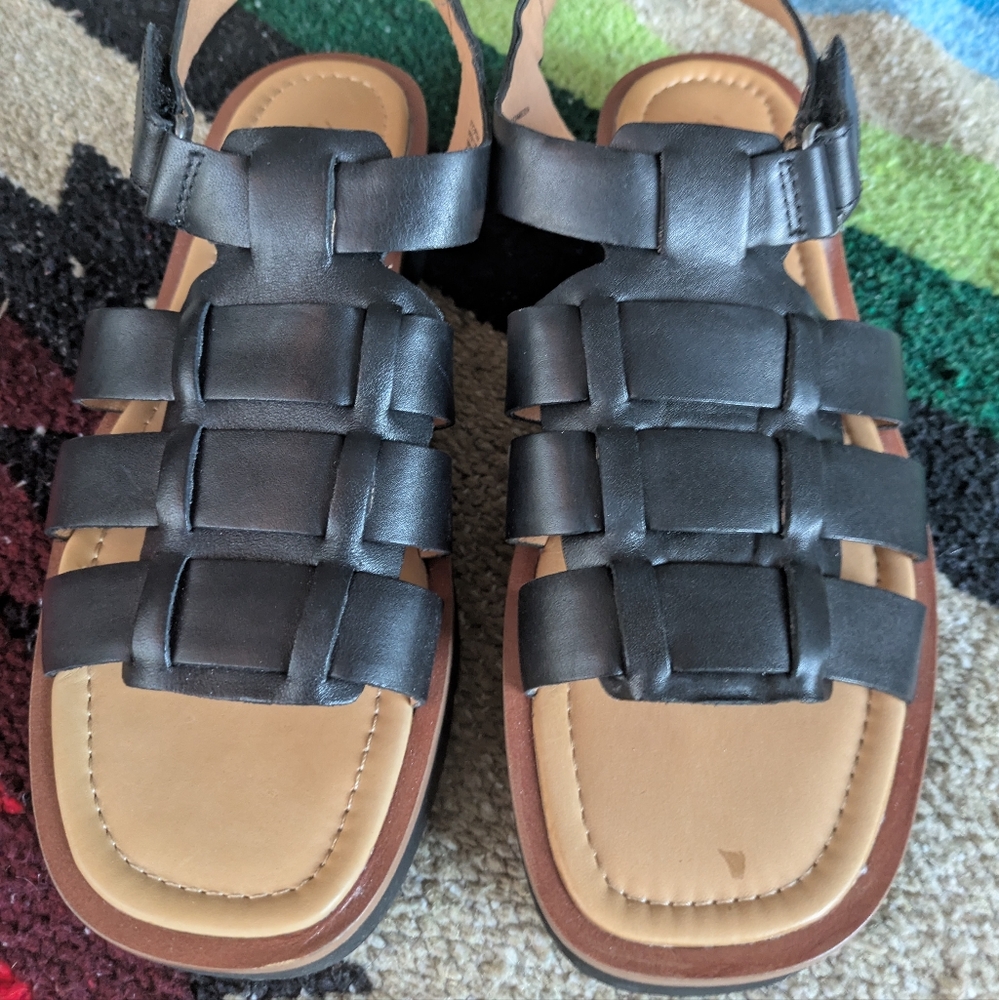 Madewell Flatform Fisherman's Sandal 8.5 Black